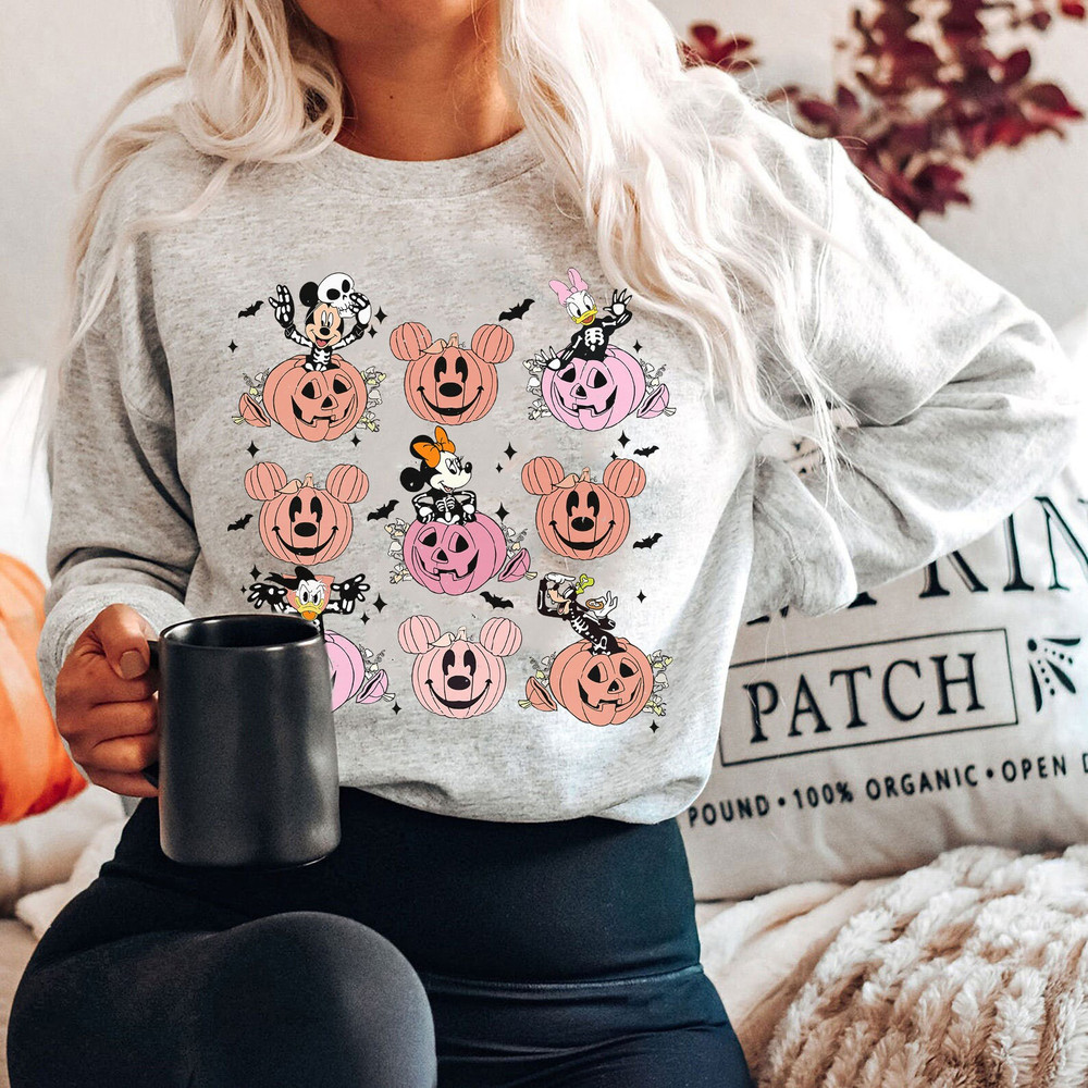 Disney Skeleton Halloween Shirt, Halloween Spooky Family Shirt, Disney Halloween Pumpkin Tee, Vintage Disney Mickey Friends Halloween - 4.jpg