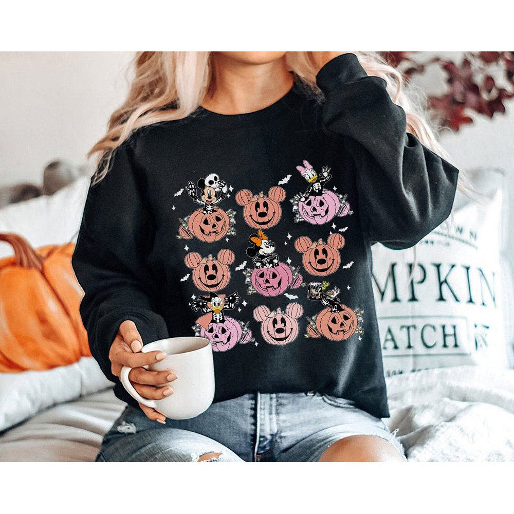 Disney Skeleton Halloween Shirt, Halloween Spooky Family Shirt, Disney Halloween Pumpkin Tee, Vintage Disney Mickey Friends Halloween - 5.jpg