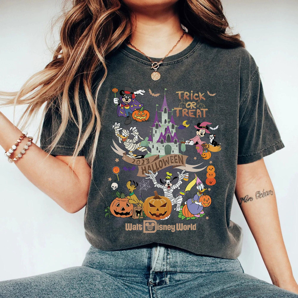 Retro Disney Trick or Treat Halloween Shirt, Mickey's Not So Scary Shirt, Walt Disney World Magic Kingdom, Halloween Party Matching Tee - 1.jpg