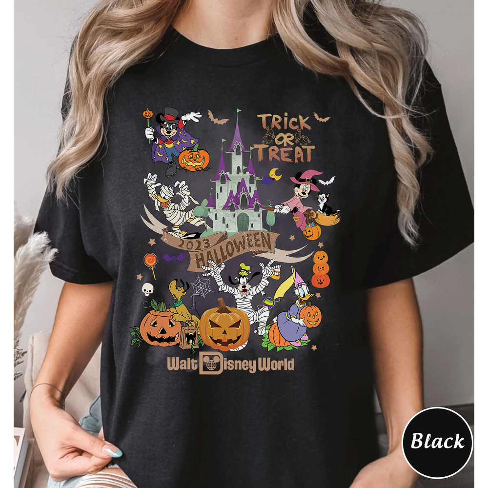Retro Disney Trick or Treat Halloween Shirt, Mickey's Not So Scary Shirt, Walt Disney World Magic Kingdom, Halloween Party Matching Tee - 3.jpg