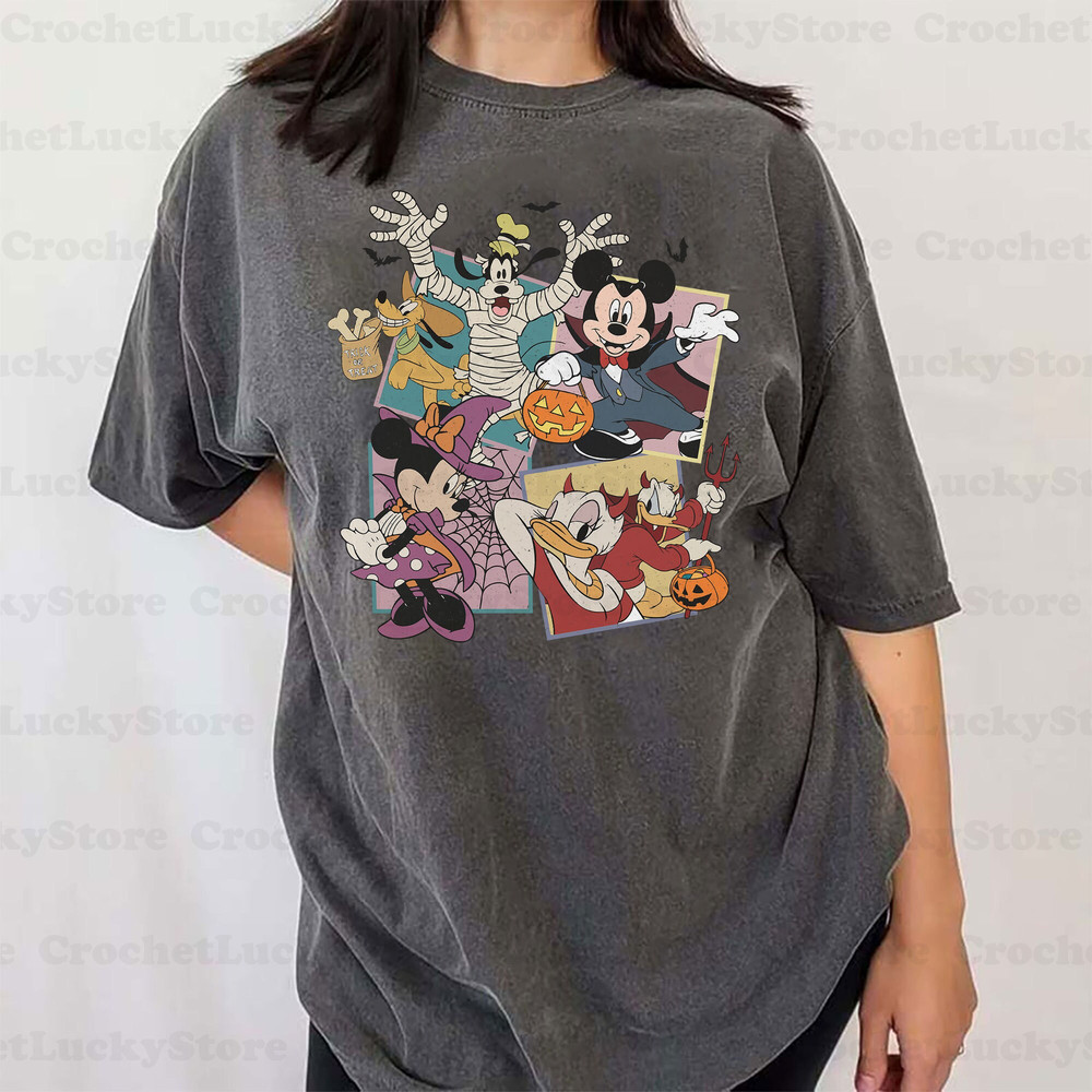 Retro Mickey And Friends Halloween Shirt, Halloween Gifts, Mickey Not So Scary, Spooky Season, Trick Or Treat, Disney Skeleton Shirt - 3.jpg