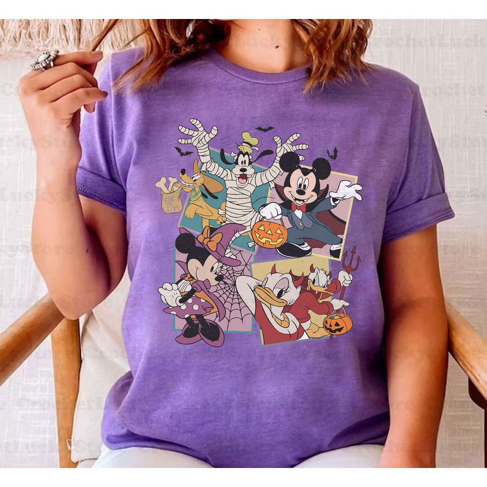 Retro Mickey And Friends Halloween Shirt, Halloween Gifts, Mickey Not So Scary, Spooky Season, Trick Or Treat, Disney Skeleton Shirt - 5.jpg