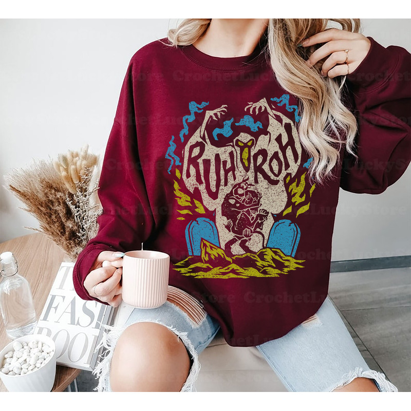 Scooby Doo Ruh Roh Shirt, Scooby Doo Tee, Retro Halloween Hoodie, Sweatshirt, Horror Movie Tee, Halloween Gift, Halloween Party Matching Tee - 3.jpg