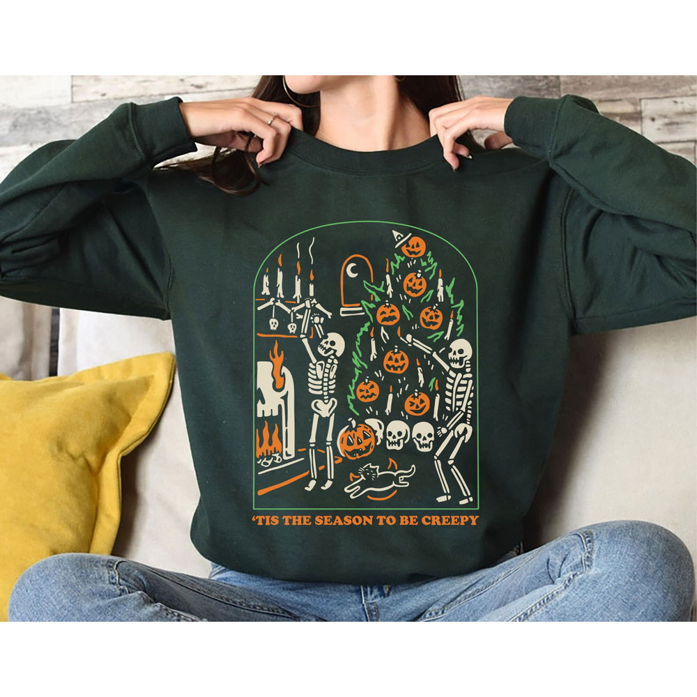 Tis The Season To Be Creepy Shirt, Fall Vibes Shirt, Funny Halloween Shirt, Halloween Party Shirt, Matching Halloween Sweatshirt, Hoodie - 3.jpg
