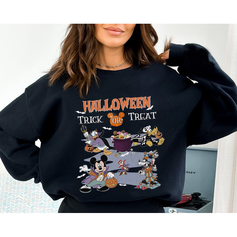 Vintage Disney Halloween Trick or Treat Shirt, Mickey's Not So Scary Shirt, Magic Kingdom, Halloween Party Tee, Mickey And Friends Shirt - 1.jpg