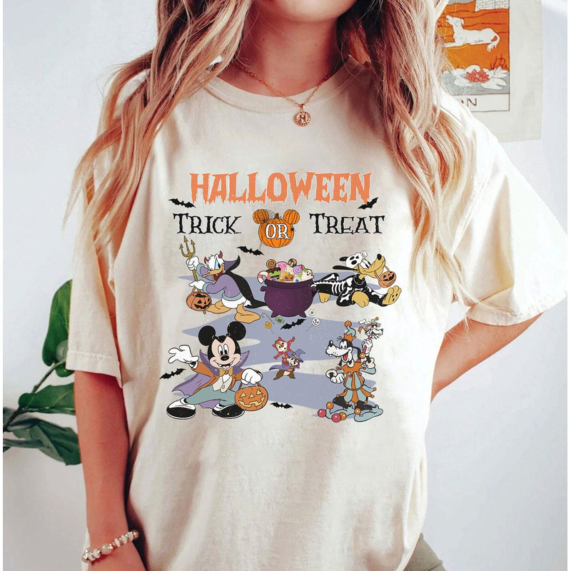 Vintage Disney Halloween Trick or Treat Shirt, Mickey's Not So Scary Shirt, Magic Kingdom, Halloween Party Tee, Mickey And Friends Shirt - 2.jpg