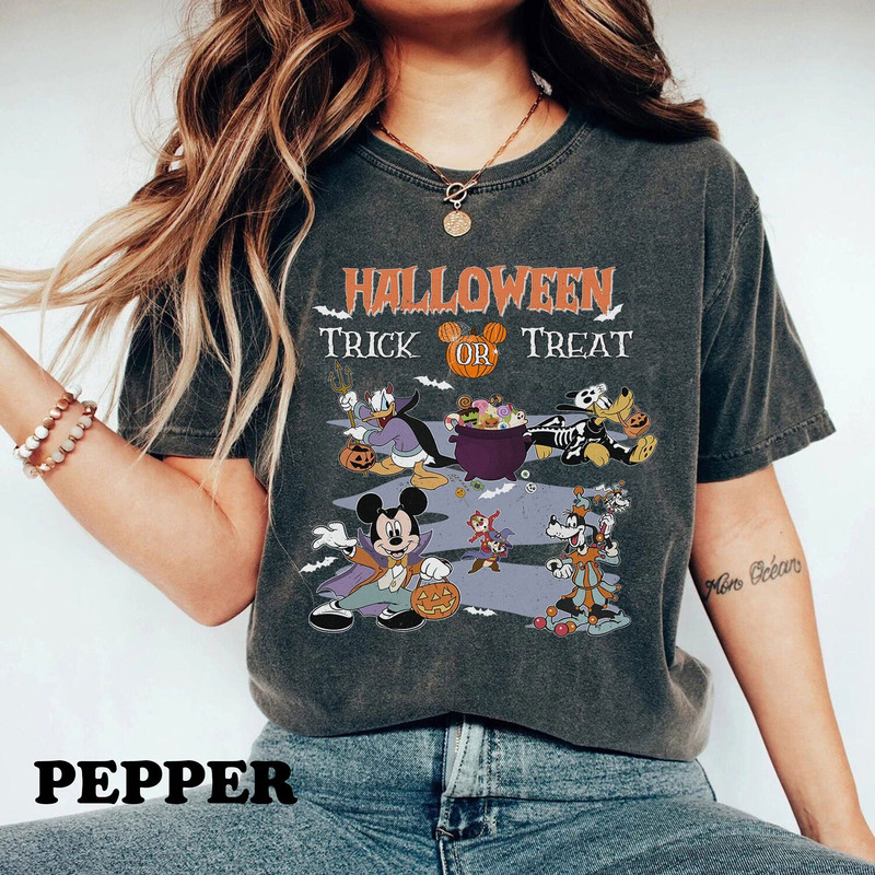 Vintage Disney Halloween Trick or Treat Shirt, Mickey's Not So Scary Shirt, Magic Kingdom, Halloween Party Tee, Mickey And Friends Shirt - 3.jpg
