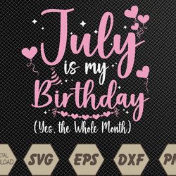 July Is My Birthday Yes The Whole Month Funny July Birthday Svg, Eps, Png, Dxf, Digital Download
