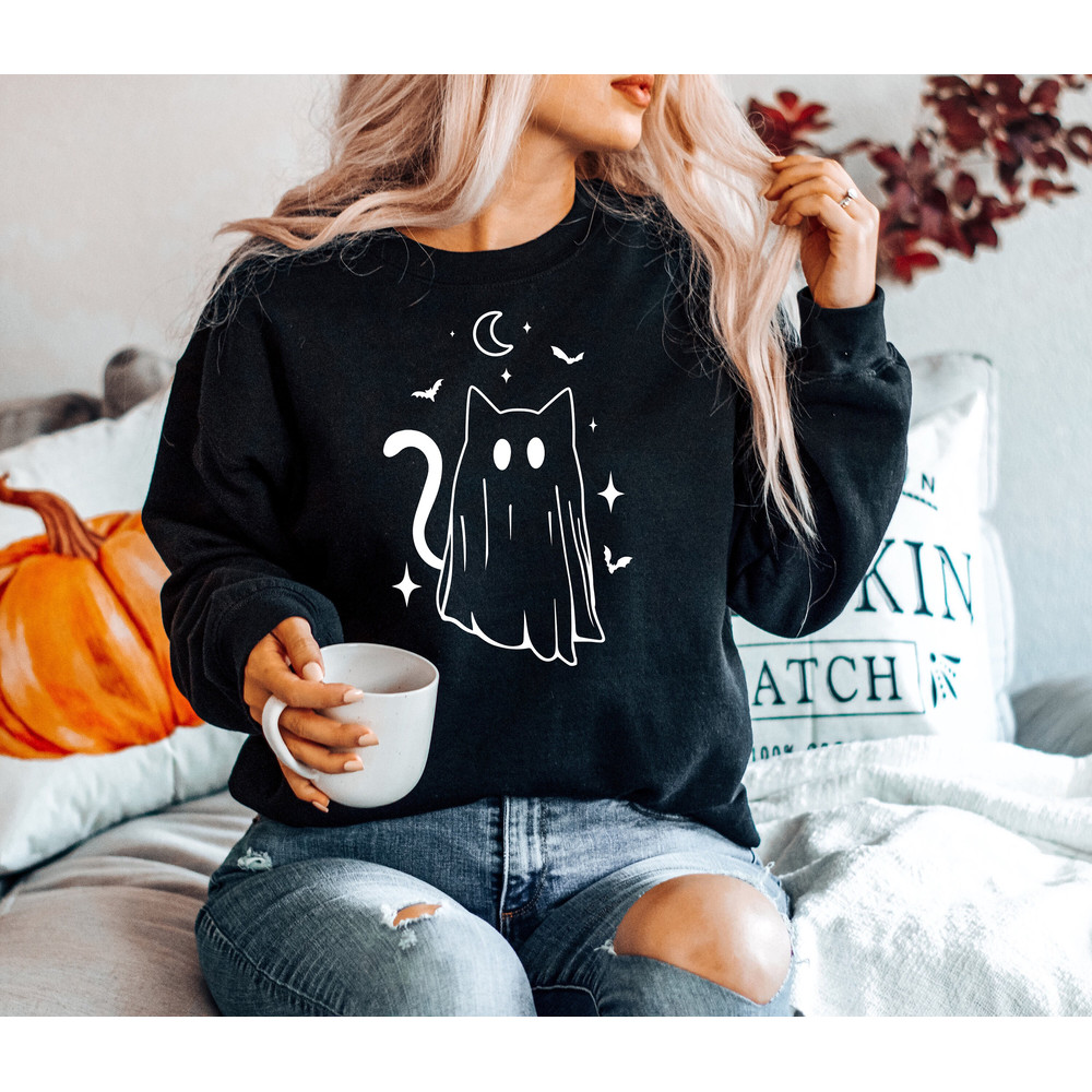 Halloween Cat Sweatshirt,Cat Sweatshirt,Halloween Ghost Shirt,Halloween Cat Tee,Halloween Cat Lover Gift,2022 Spooky Season - 4.jpg