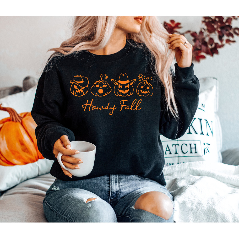 Howdy Fall Western Halloween Sweatshirt, Cute Women's Western Halloween Tee, Retro Halloween Shirt, Country Cowgirl Halloween Shirt - 2.jpg