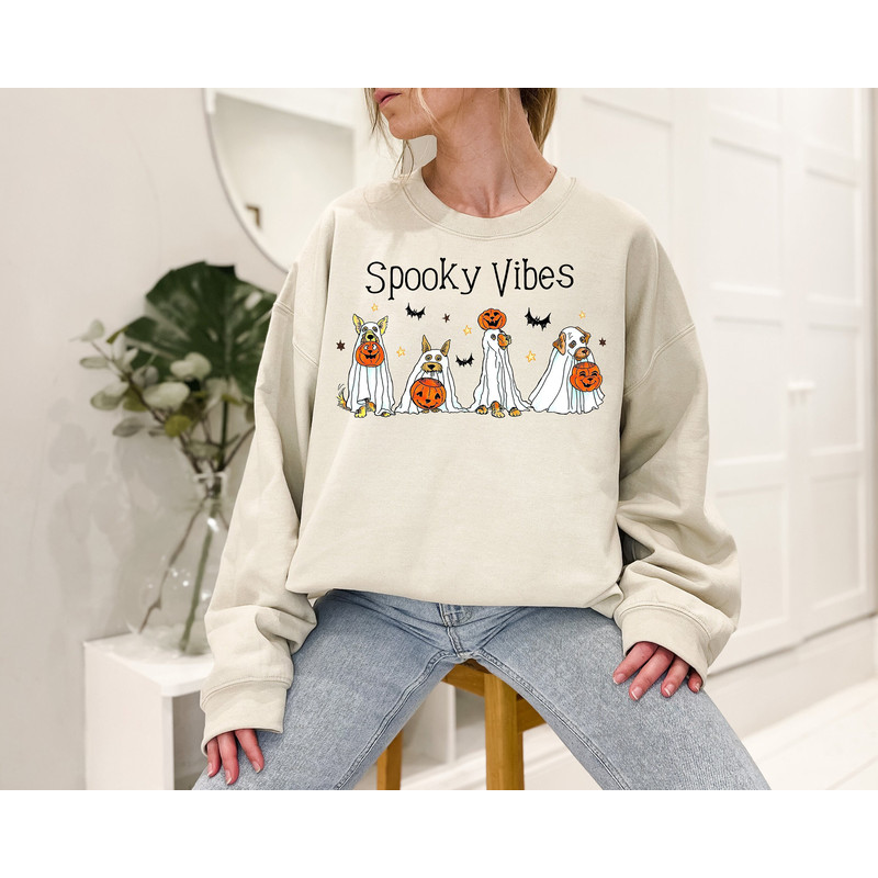 Spooky Vibes Halloween Sweatshirt,Ghost Sweatshirt,Halloween Dog Sweatshirt,Ghost Dog Shirt,2023 Happy Halloween,Retro Spooky Season - 1.jpg