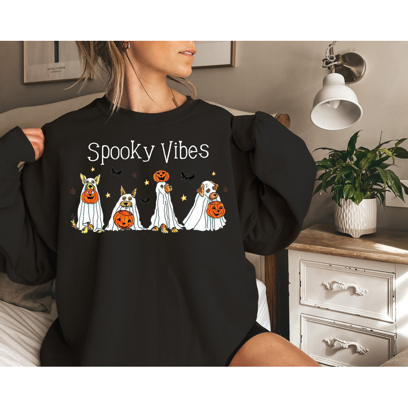 Spooky Vibes Halloween Sweatshirt,Ghost Sweatshirt,Halloween Dog Sweatshirt,Ghost Dog Shirt,2023 Happy Halloween,Retro Spooky Season - 3.jpg