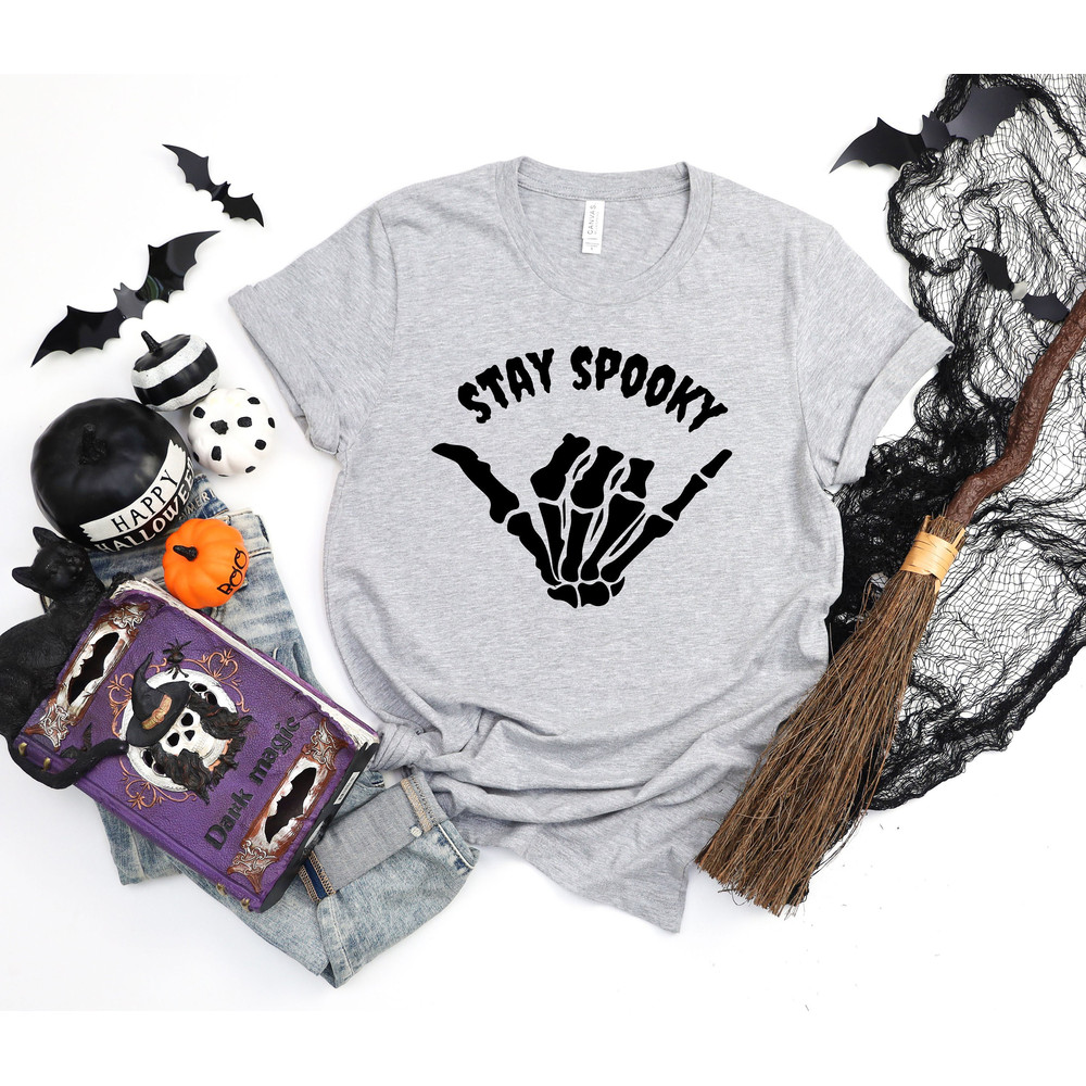 Stay Spooky shirt, retro vintage halloween, hippie halloween, spooky season, halloween party, skeleton shirt, peace shirt Halloween - 1.jpg