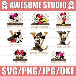 bundle disney louis vuitton svg, png, eps, dxf, pdf, mickey svg, mickey mouse svg, minnie mouse svg, mickey minnie svg