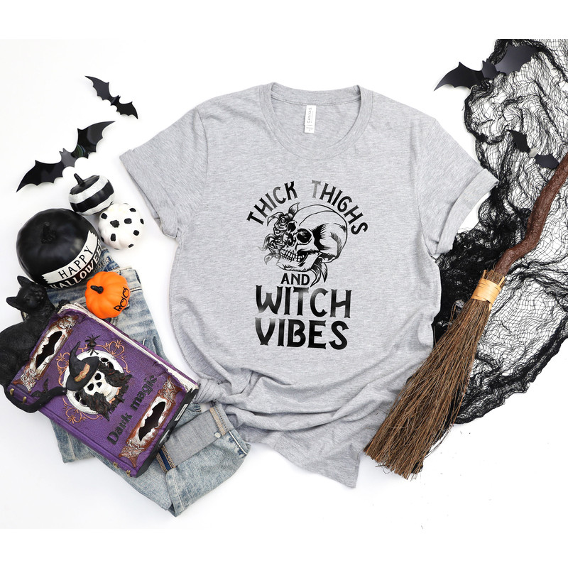 Thick Thighs And Witch Vibes Shirt, Halloween Shirt, Halloween Shirts, Halloween T-Shirt,Halloween Tee, Funny Halloween Shirt, Witch Shirt - 3.jpg