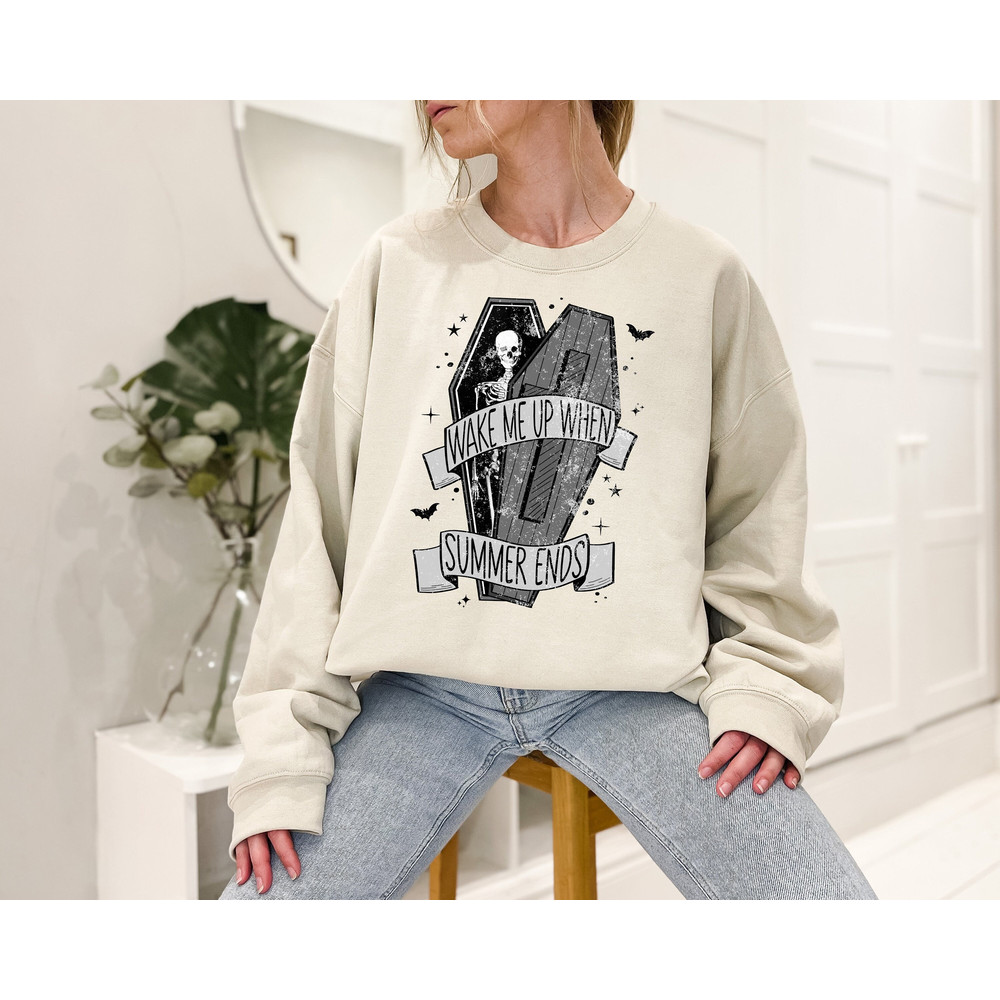 Wake Me Up Summer Ends Shirt, Summer Halloween Shirt, Halloween Lovers Shirt, Halloween Funny Shirt, Spooky Season Shirt, Skeleton Shirt - 1.jpg