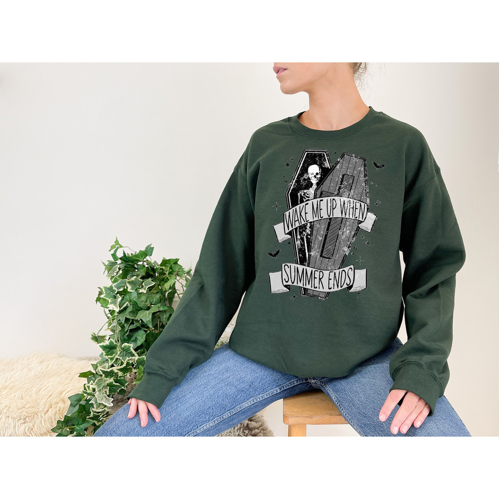 Wake Me Up Summer Ends Shirt, Summer Halloween Shirt, Halloween Lovers Shirt, Halloween Funny Shirt, Spooky Season Shirt, Skeleton Shirt - 2.jpg