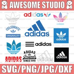 Logo Brand Bundle Svg, Fashion Brand Svg, logo Silhouette Svg File Cut Digital Download Adidas Logo Bundle Svg