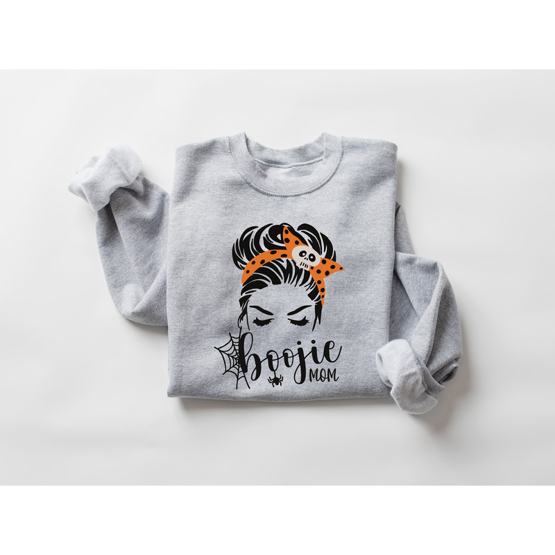Halloween Boojie Mom Sweatshirt, Halloween Shirt, Boojie Mom, Halloween Mom, Messy Bun Mom, Halloween Messy Bun Girl, Spooky Season - 2.jpg