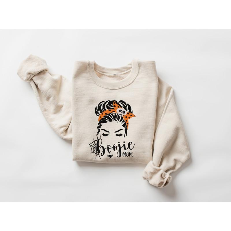 Halloween Boojie Mom Sweatshirt, Halloween Shirt, Boojie Mom, Halloween Mom, Messy Bun Mom, Halloween Messy Bun Girl, Spooky Season - 3.jpg