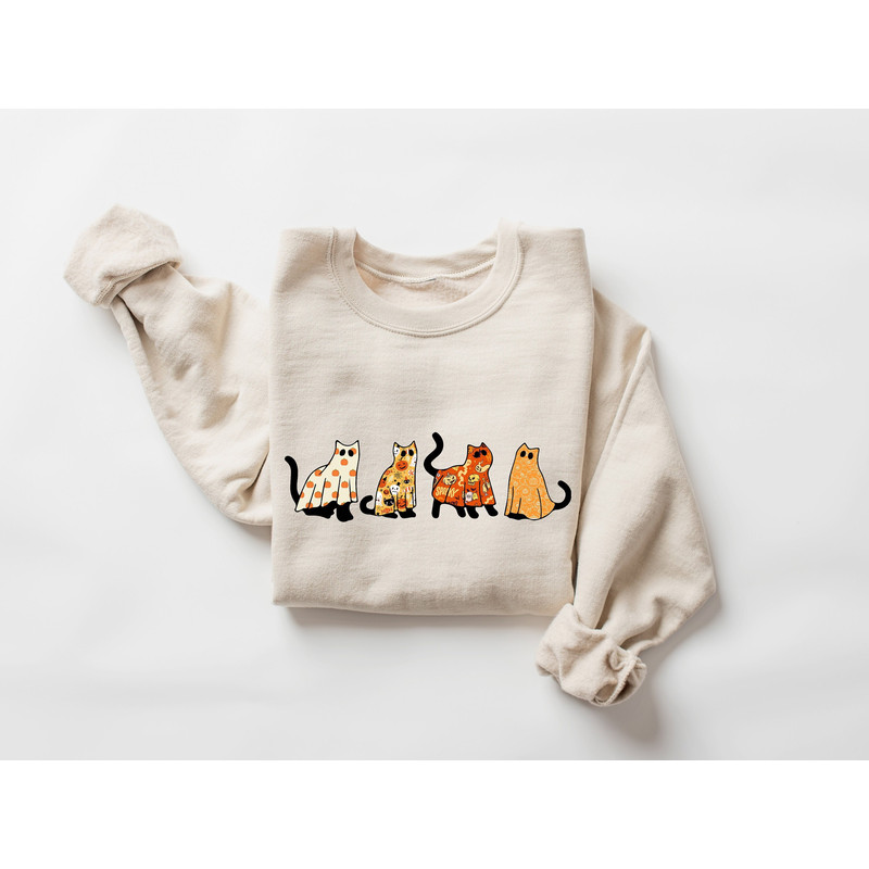 Halloween Cats Sweat, Cute Halloween Sweatshirt, Hocus Pocus Sweat, Witches Brew, Ghost Cats Vibes, Fall Clothing, Halloween Party - 1.jpg