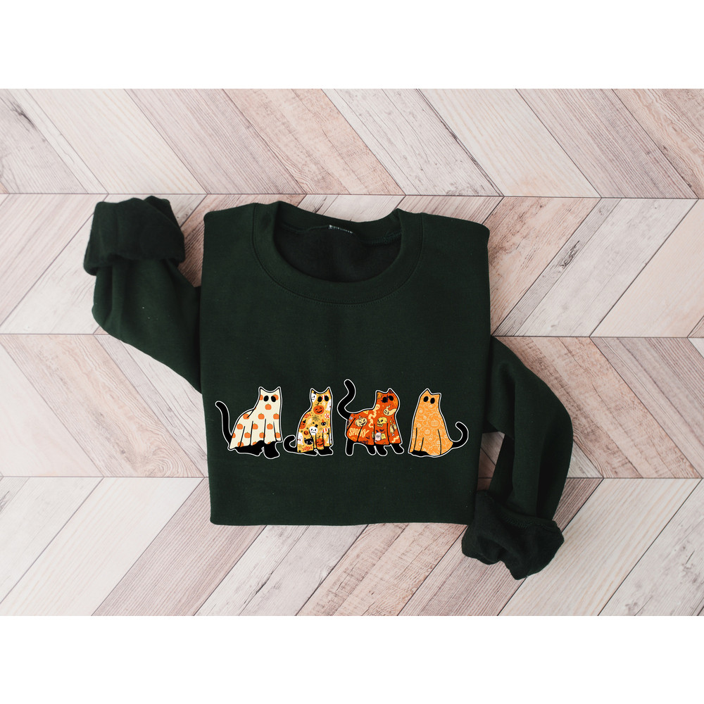 Halloween Cats Sweat, Cute Halloween Sweatshirt, Hocus Pocus Sweat, Witches Brew, Ghost Cats Vibes, Fall Clothing, Halloween Party - 2.jpg
