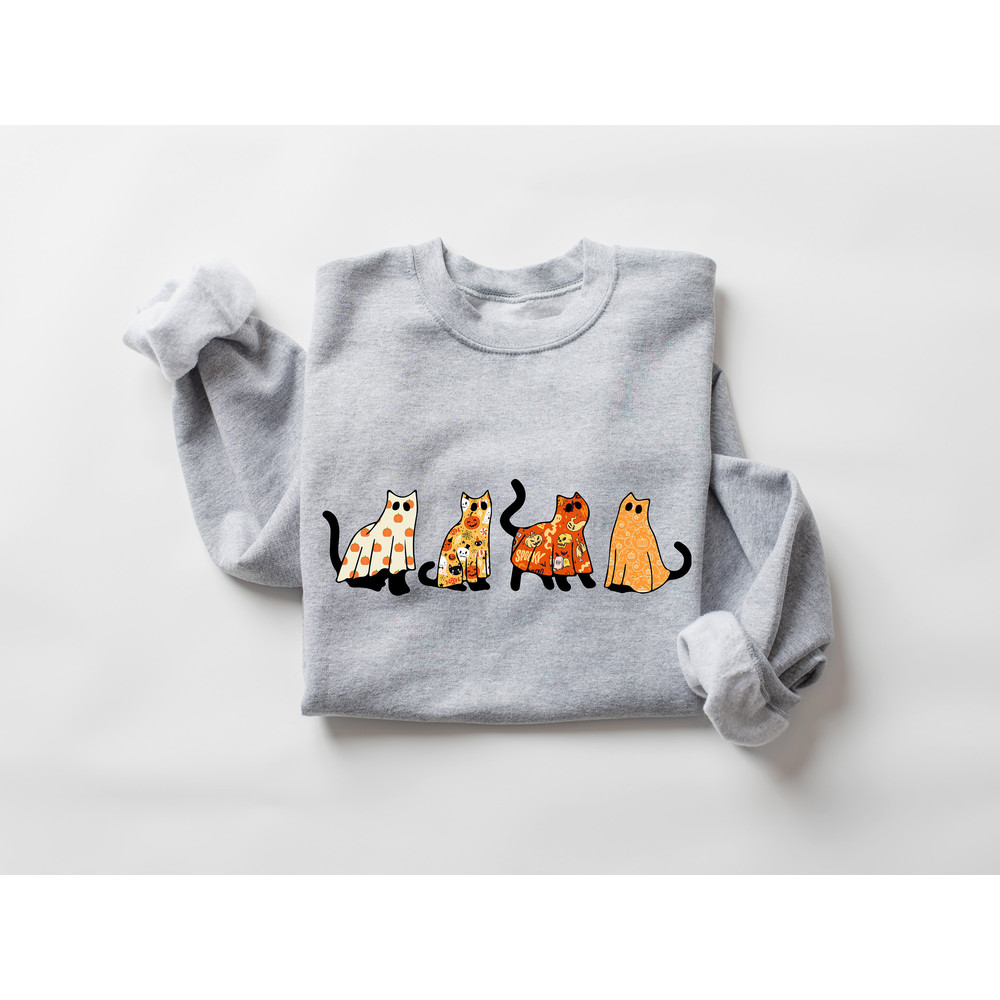 Halloween Cats Sweat, Cute Halloween Sweatshirt, Hocus Pocus Sweat, Witches Brew, Ghost Cats Vibes, Fall Clothing, Halloween Party - 3.jpg