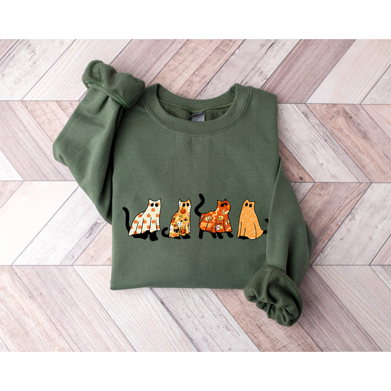 Halloween Cats Sweat, Cute Halloween Sweatshirt, Hocus Pocus Sweat, Witches Brew, Ghost Cats Vibes, Fall Clothing, Halloween Party - 4.jpg