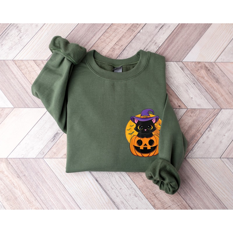 Halloween Pumpkin Sweatshirt, Halloween Sweatshirt, Halloween Costume, Pumpkin Halloween Sweater, Pocket Size Halloween Shirt,Halloween Gift - 1.jpg