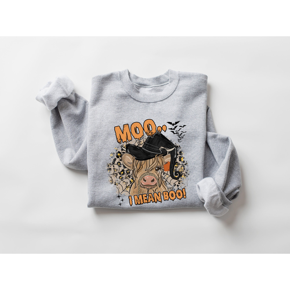 Moo I Mean Boo Sweatshirt, Halloween Boo Sweatshirt, Heifer Halloween Shirt, Funny Halloween Shirt, Halloween Sweatshirt, Halloween Gift - 1.jpg