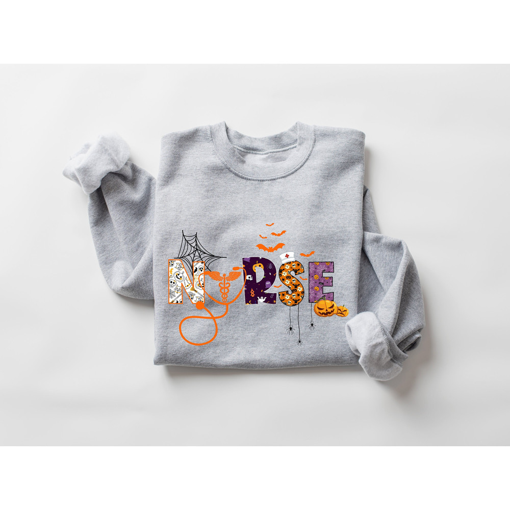Nurse Halloween Sweatshirt, Cute Nurse Halloween Sweatshirt, Halloween Costume, Nurse Halloween Sweater, Halloween Shirt, Halloween Gift - 1.jpg