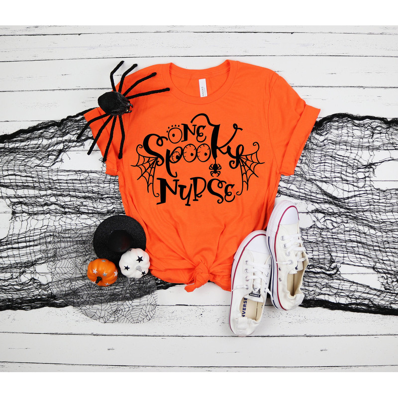 One Spooky Nurse Shirt, Halloween Tshirts For Nurses, Nurse Halloween Shirt Women, Halloween Nurse Shirts, Halloween Nurse Tshirt - 1.jpg