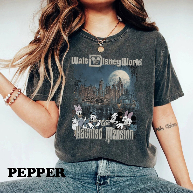 The Haunted House Vintage Halloween Shirt, Fall Vibes Shirt, Walt Disney World Halloween Tee, Retro Mickey And Friends Haunted Mansion Shirt - 1.jpg
