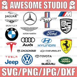 Cars Brands Logo Bundle, Cars Logo SVG , Brand Logo Cricut, Silhouette, Cut File, Tesla Vector, Jeep Svg, Ferrari Svg
