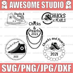 Chucks and Pearls SVG Bundle, Chucks and Pearls 2021 SVG PNG, Chucks and Pearls DXF EPS Digital Download File for cricut