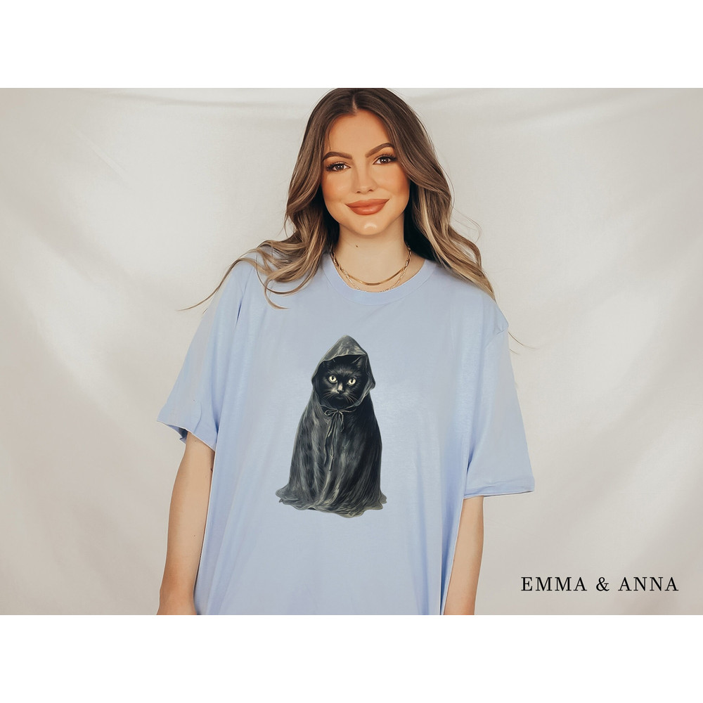 Black Cat Shirt, Vintage Halloween Shirt, Fall Shirts, Cat Shirt, Ghost Cat, Halloween Graphic Tee, Halloween Cat Shirt, Cat Lover Gift - 4.jpg