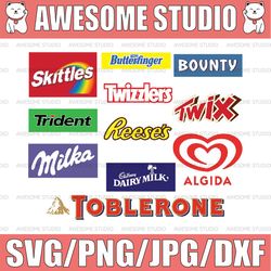 Toblerone Logo Svg, Twix Svg for Cricut, Milka Logo Svg, Trident, Skittles Svg, Instant Download