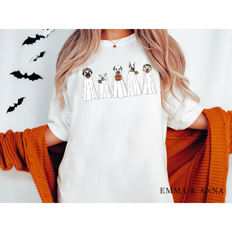 Comfort Colors Ghost Dogs Shirt, Floral Ghost Dogs Shirt, Fall Shirt, Comfort Colors Halloween Shirt, Retro Halloween, Vintage Ghost Shirt - 5.jpg