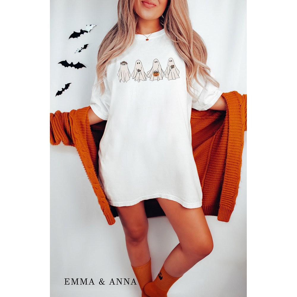 Comfort Colors Halloween Shirt, Floral Ghost Shirt, Fall Shirts for Women, Retro Halloween Shirt, Vintage Ghost Shirt, Halloween T-Shirt - 4.jpg