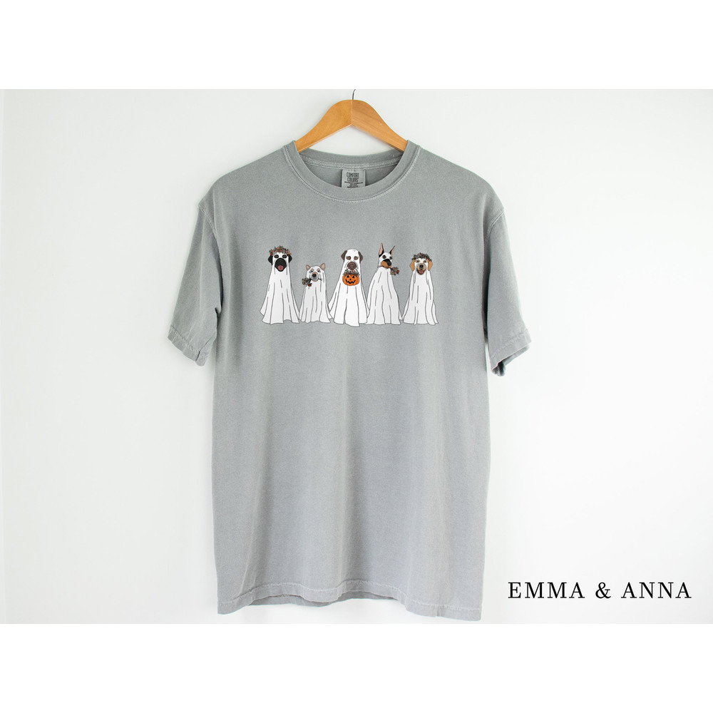 Comfort Colors Halloween Shirt, Floral Ghost Dogs Shirt, Oversized T-Shirt, Vintage Halloween, Comfort Colors Fall Shirt, Retro Fall Shirts - 3.jpg