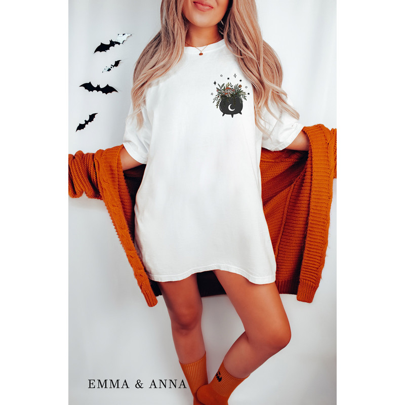 Comfort Colors Halloween Shirt, Witch Shirt, Witchy Clothing, Floral Cauldron Shirt, Halloween Witch Shirt, Halloween T-Shirt, Fall Shirts - 4.jpg