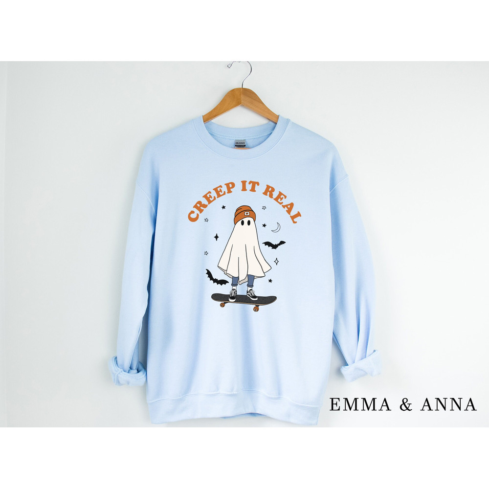Creep It Real Sweatshirt, Halloween Crewneck Sweatshirt, Ghost Sweatshirt, Creep It Real Shirt, Halloween Sweater, Halloween Retro Shirt - 4.jpg