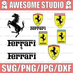 Ferrari vector svg, eps, dxf, png high res, jpg, pdf, webp Cricut & Silhouette Cut Files Digital Download Active