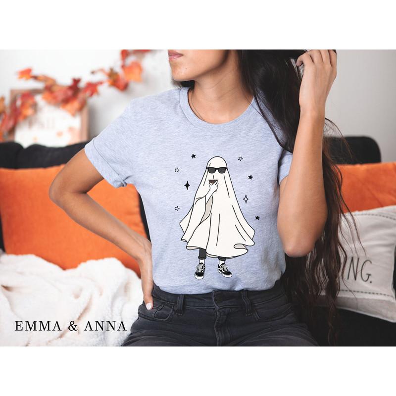 Ghost Shirt, Halloween Shirt, Fall Shirts, Ghost Drinking Coffee Shirt, Retro Halloween Shirt, Funny Halloween Shirt, Spooky Season - 3.jpg