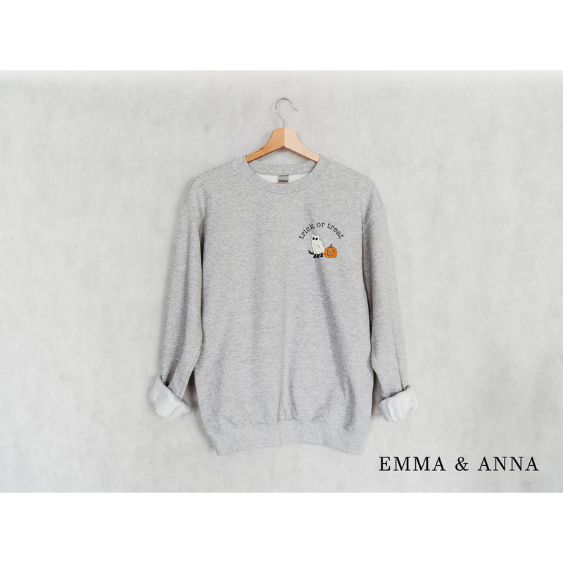 Halloween Crewneck Sweatshirt, Trick or Treat Shirt, Black Cat Sweatshirt, Ghost Sweatshirt, Halloween Sweater, Jack-o-Lantern Sweatshirt - 5.jpg