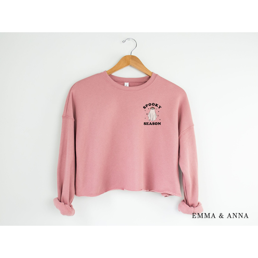 Halloween Cropped Sweatshirt, Halloween Crop Top, Floral Ghost Sweatshirt, Halloween Sweater, Halloween Crewneck, Ghost Shirt, Ghost Sweater - 3.jpg