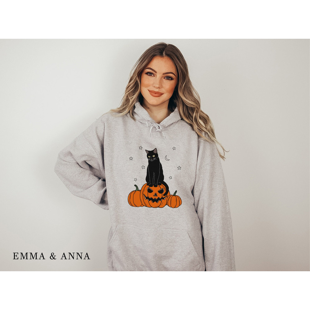 Halloween Hoodie, Black Cat Hoodie, Halloween Pullover, Halloween Sweater, Spooky Season, Graphic Hoodies, Halloween Clothing - 1.jpg