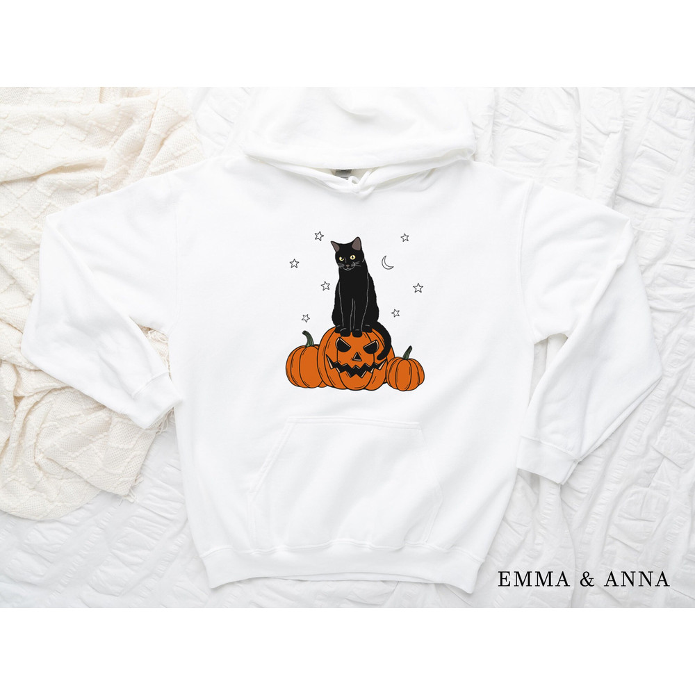 Halloween Hoodie, Black Cat Hoodie, Halloween Pullover, Halloween Sweater, Spooky Season, Graphic Hoodies, Halloween Clothing - 2.jpg