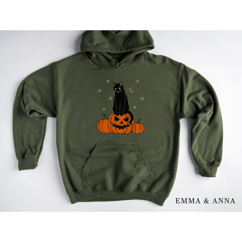 Halloween Hoodie, Black Cat Hoodie, Halloween Pullover, Halloween Sweater, Spooky Season, Graphic Hoodies, Halloween Clothing - 3.jpg