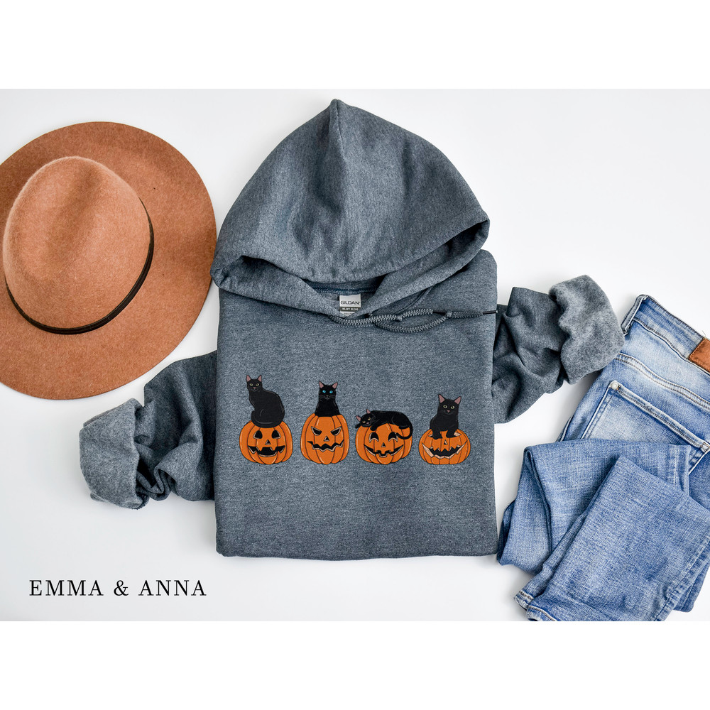 Halloween Hoodie, Black Cat Sweatshirt, Halloween Pullover, Halloween Sweater, Fall Sweatshirt, Cat Lover, Fall Hoodie, Pumpkin Sweatshirt - 3.jpg